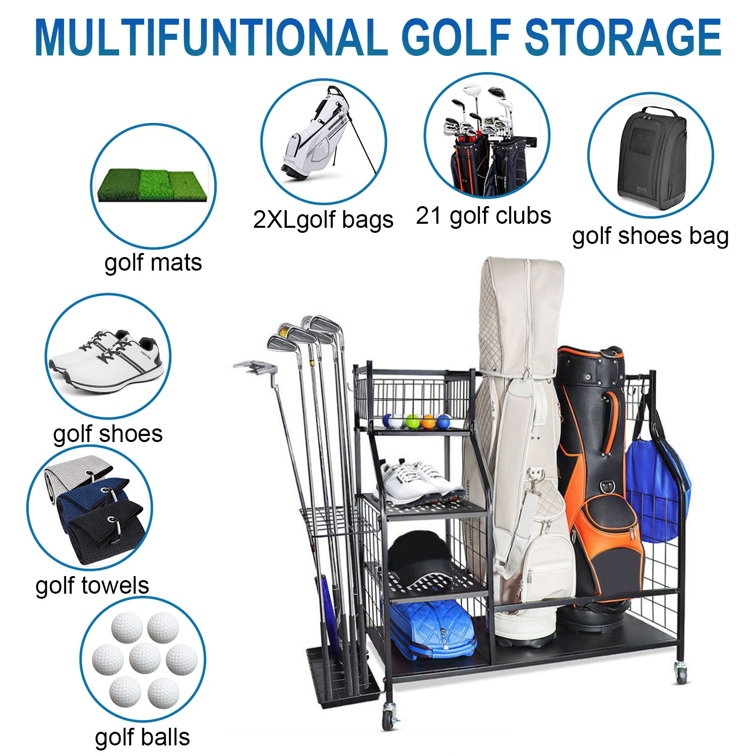 Golf Bag Storage Garage Organi - огляд і ціна Sports Equipment Garage Organizer