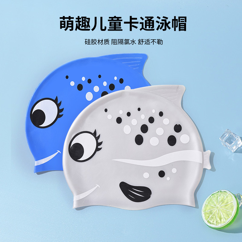1PC Cute Cartoon Fish Print Si - огляд і ціна Swim Cap Silicone