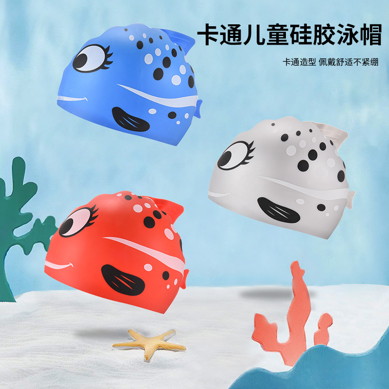 1PC Cute Cartoon Fish Print Si - огляд і ціна Swim Cap Silicone